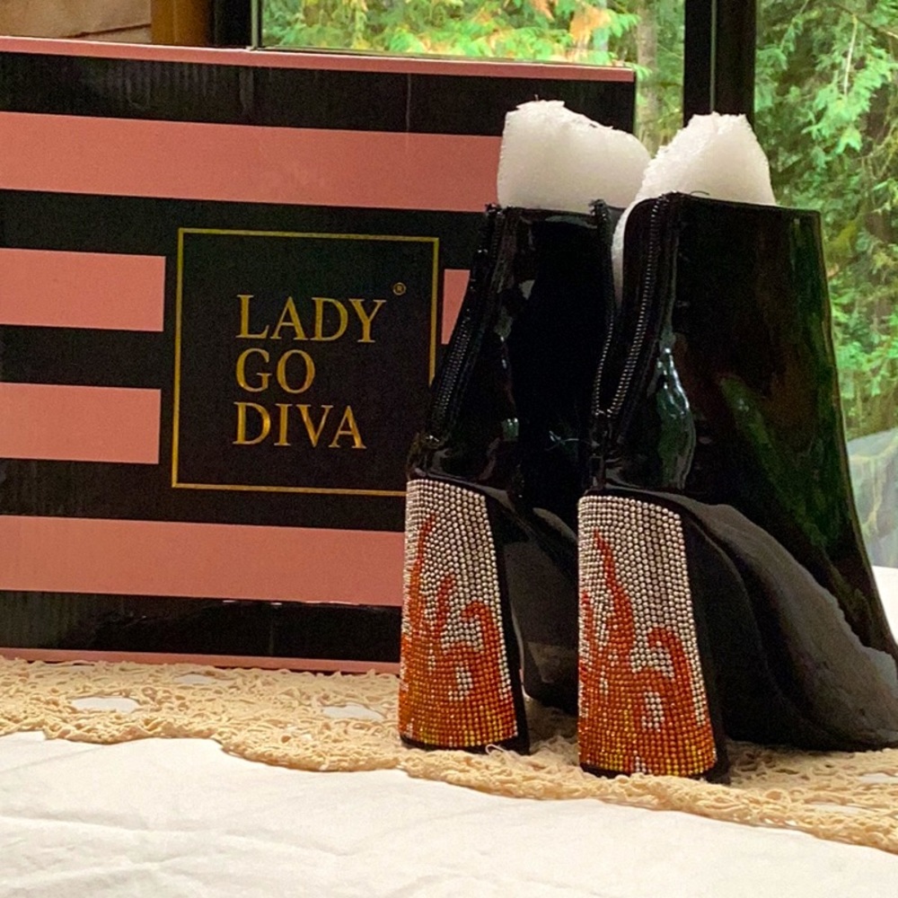 Rhinestone Flame Booties